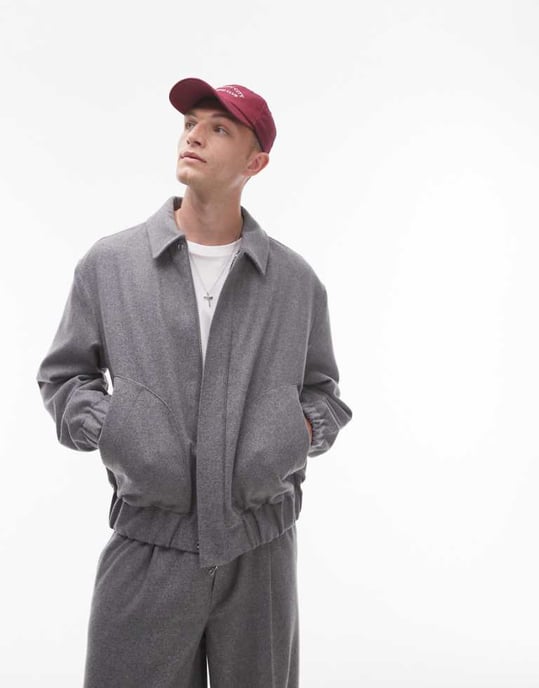Topman premium wool mix harrington in grey - Image 1
