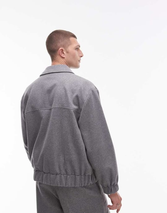 Topman premium wool mix harrington in grey - Image 4