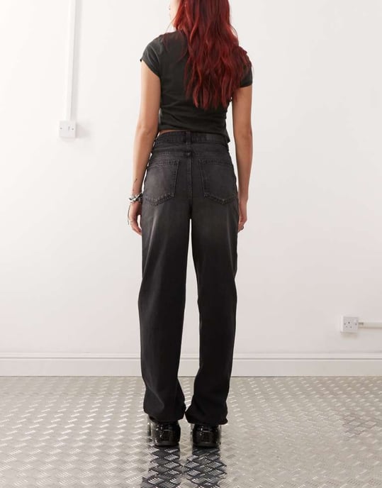 Noisy May Pixie high waist boyfriend jeans in washed black - Image 3