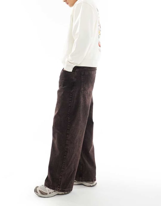 ASOS DESIGN lösa jeans med brun nyans i tvättad svart - Image 3