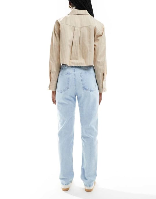 ASOS DESIGN low rise jean in stud fastening in bleach - Image 2