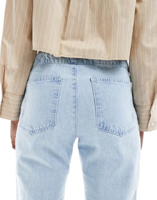 ASOS DESIGN low rise jean in stud fastening in bleach - Image 4