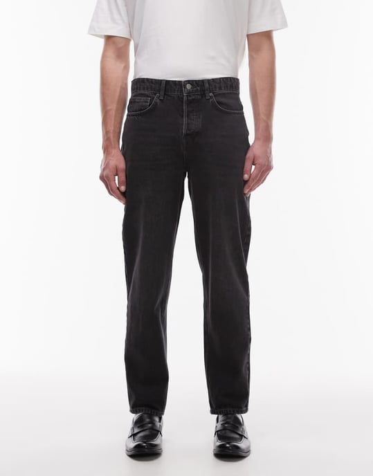 Topman tapered jeans i tvättad grå - Image 1