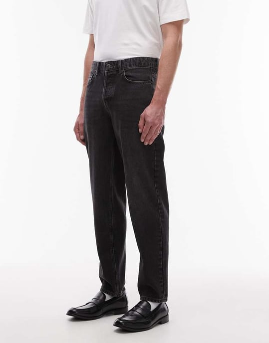 Topman tapered jeans i tvättad grå - Image 3