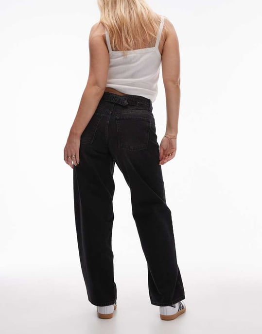 Topshop Hourglass Cinch low rise relaxed jean in deep black - Image 2