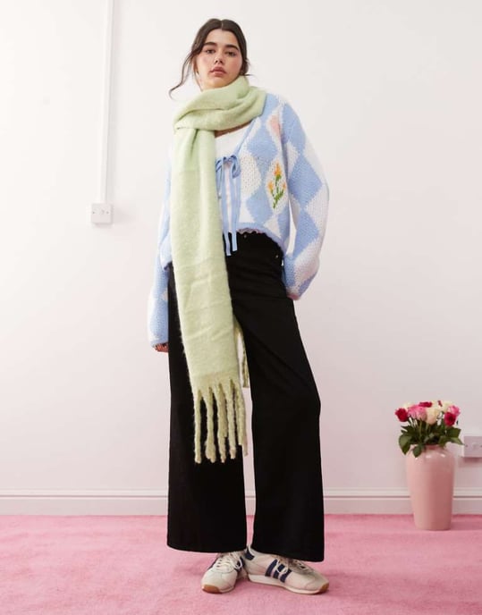 Miss Selfridge wide leg jean in clean black - Image 1