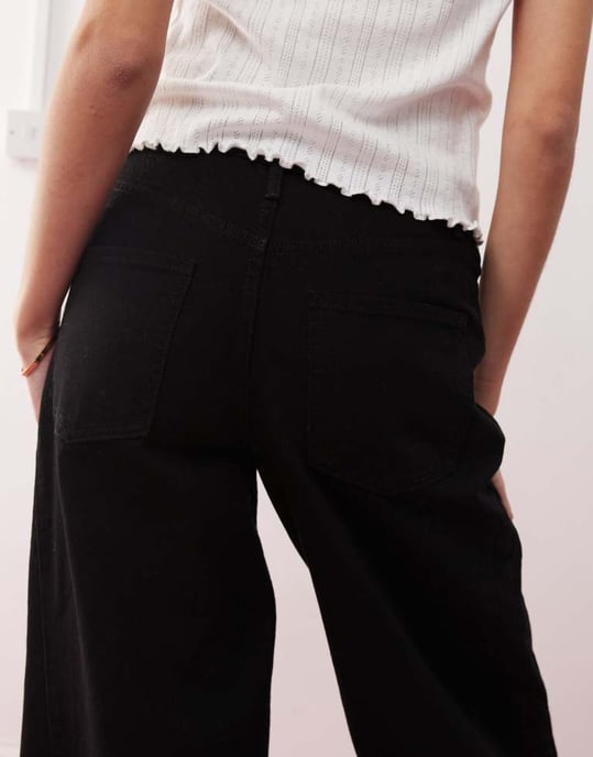 Miss Selfridge wide leg jean in clean black - Image 4