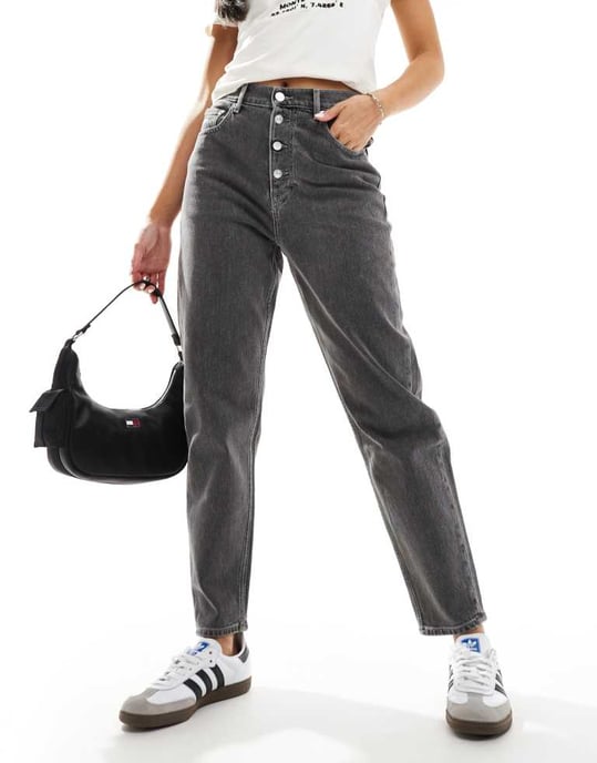 Tommy Jeans ultra high mom jeans in washed black - Image 4