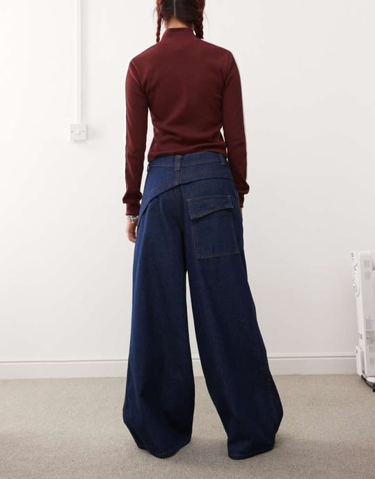 COLLUSION wide leg seam detail jeans in indigo - Image 2