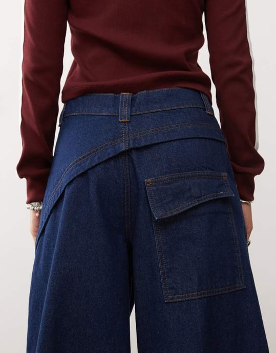 COLLUSION wide leg seam detail jeans in indigo - Image 4