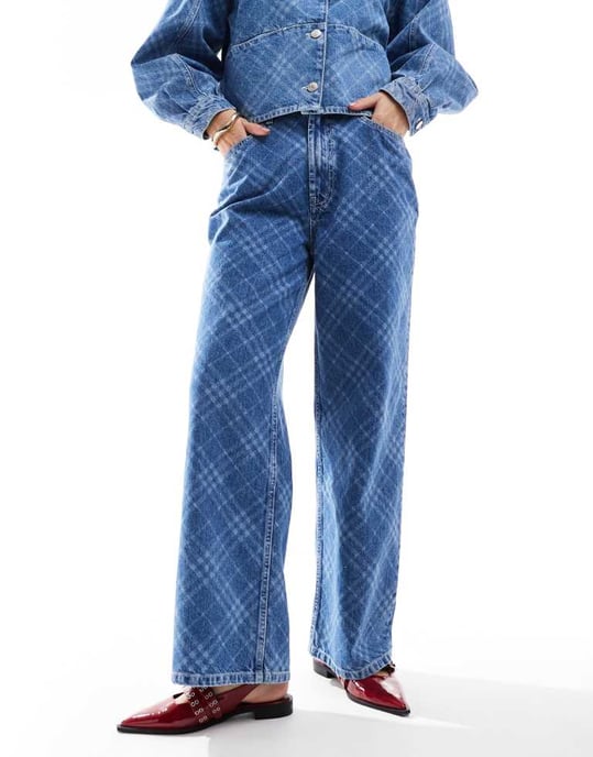 ASOS DESIGN dad jean in check print - Image 2