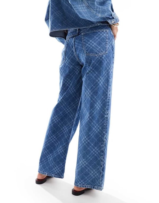 ASOS DESIGN dad jean in check print - Image 4