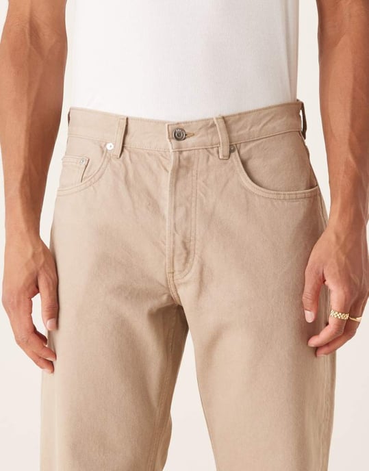 ARKET Ocean löst sittande jeans i beige pigmenttvätt - Image 3