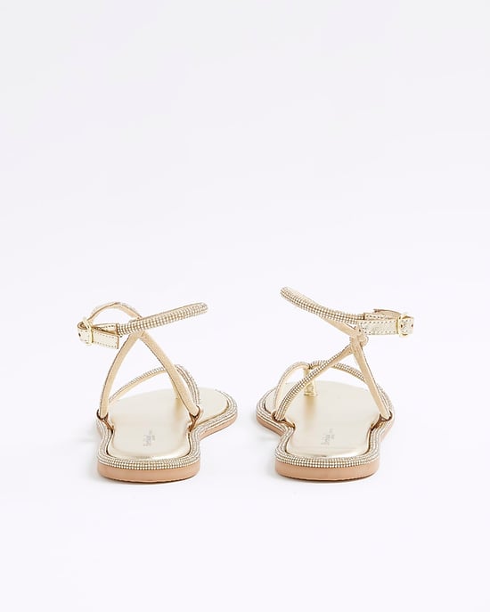 River Island Womens Sandals Gold Embellished Twist Strappy - Image 2