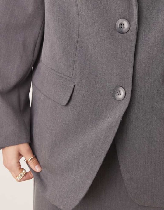 YAS oversized dad fit blazer co-ord in thunderstorm grey - Image 2
