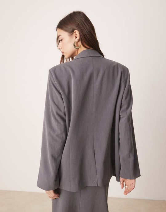 YAS oversized dad fit blazer co-ord in thunderstorm grey - Image 3
