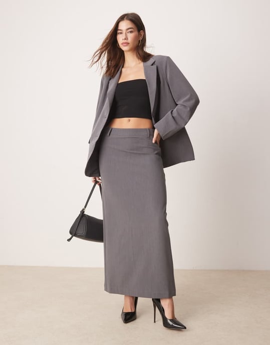YAS oversized dad fit blazer co-ord in thunderstorm grey - Image 4