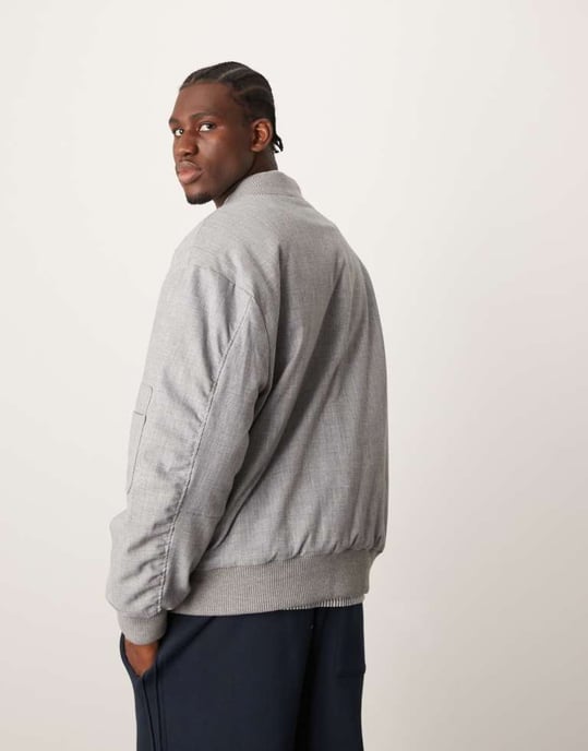 Sister Janeunisex bow embroidered bomber jacket in grey - Image 4