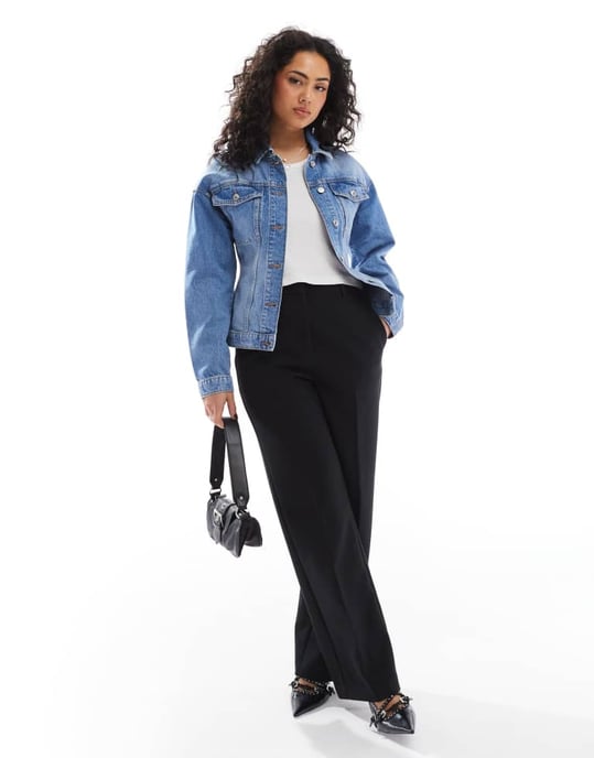 ASOS DESIGN denim cinched jacket in mid blue - Image 4