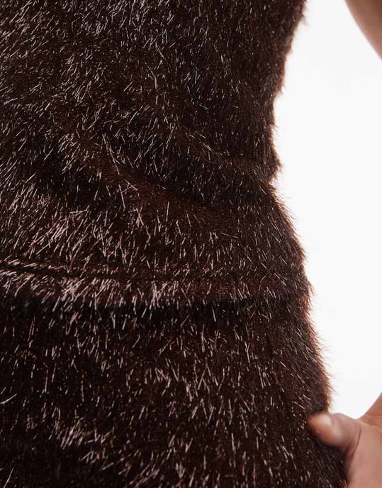 Topshop tinsel top in brown - Image 3