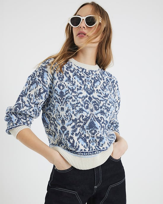 River Island Womens Jumper Blue Paisley Jacquard - Image 1