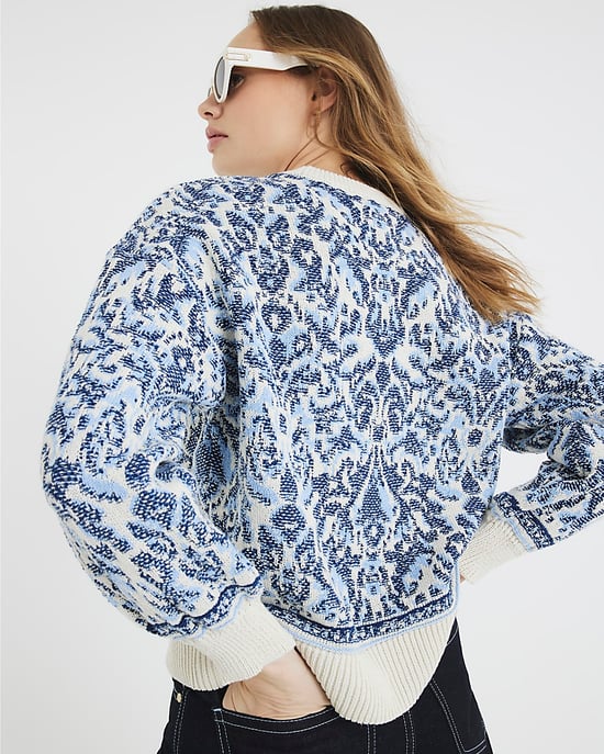 River Island Womens Jumper Blue Paisley Jacquard - Image 3