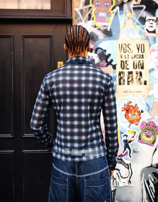 Labelrail x OliBrom fitted shirt in sheer grey white check - Image 2