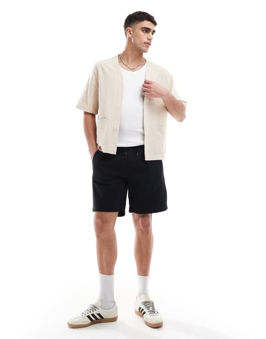 ASOS DESIGN texturerad kimono-skjorta i sten - Image 4