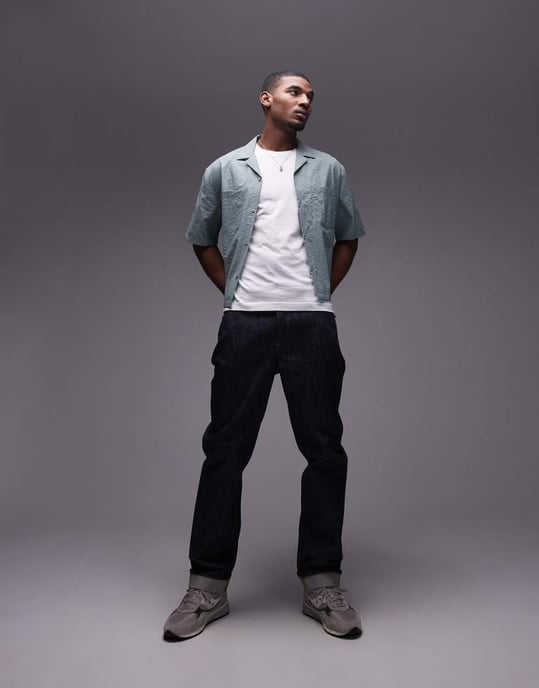 Topman short sleeve cropped boxy fit technical shirt in green - Image 3
