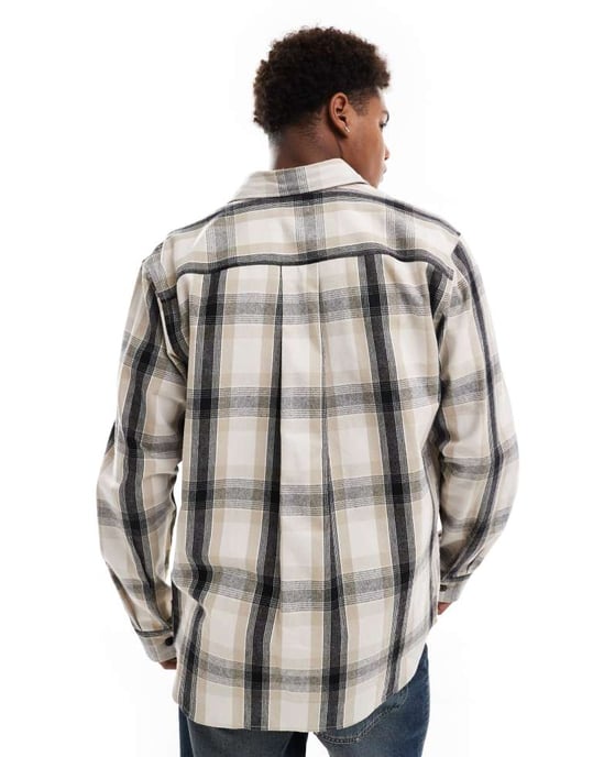 JJ Rebel tunga rutiga skjortjacka i beige - Image 2