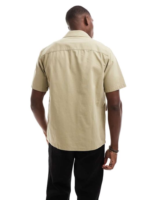 ONLY & SONS 4 pocket utility shirt in light brown - Image 3