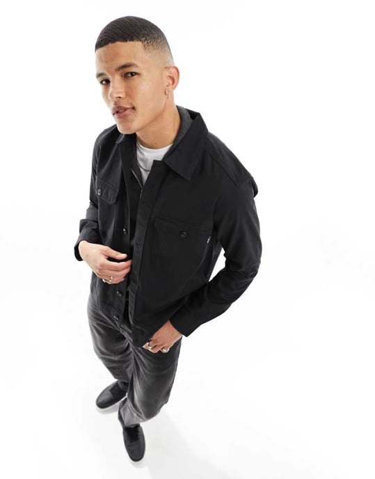 ONLY & SONS worker overshirt in black - Image 1