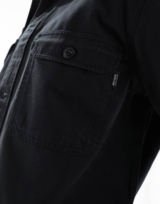 ONLY & SONS worker overshirt in black - Image 3