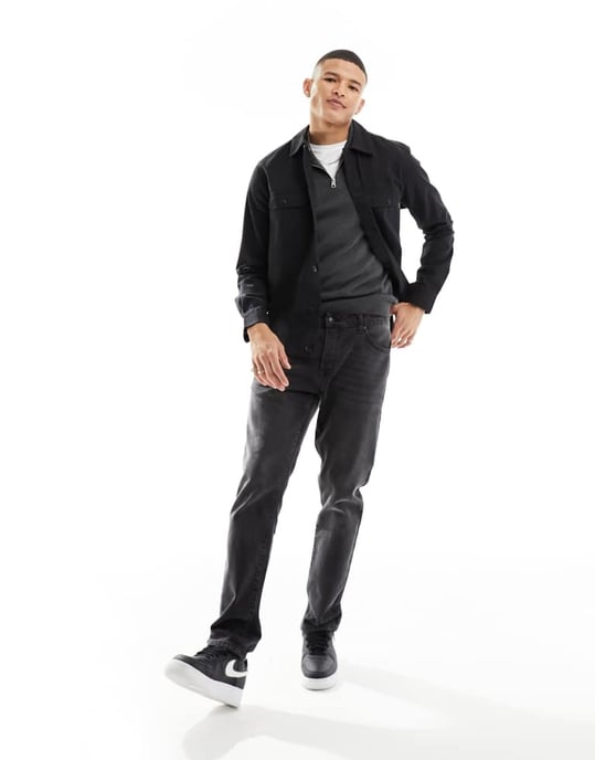 ONLY & SONS worker overshirt in black - Image 4