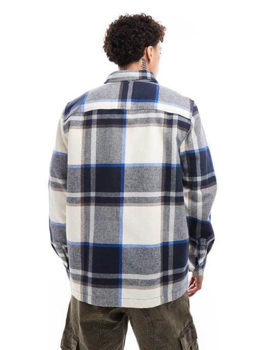 Dickies Nimmons stor rutig skjorta i off-white och grå multifärgad - Image 2