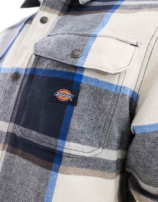 Dickies Nimmons stor rutig skjorta i off-white och grå multifärgad - Image 4