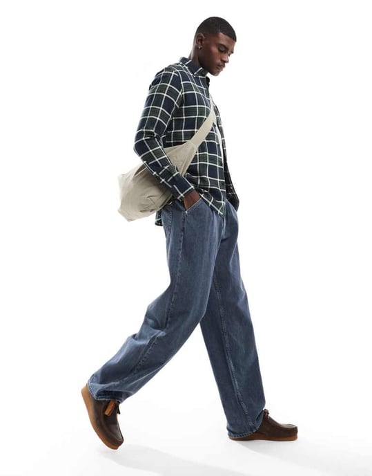 Farah Marcelo check longsleeve shirt in navy - Image 3