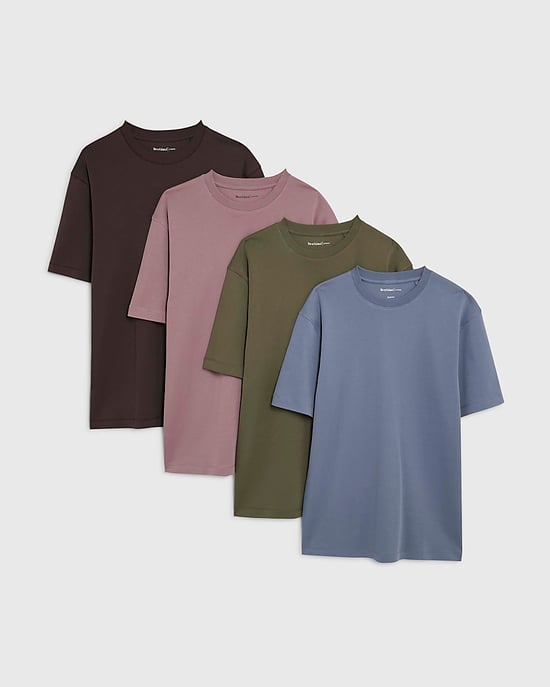 River Island Mens T-Shirt 4 Pack Blue Slim Fit - Image 1
