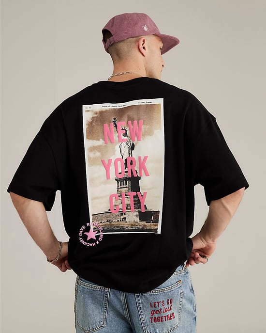 River Island Mens T-Shirt Real Hackney Dave Black New York - Image 2
