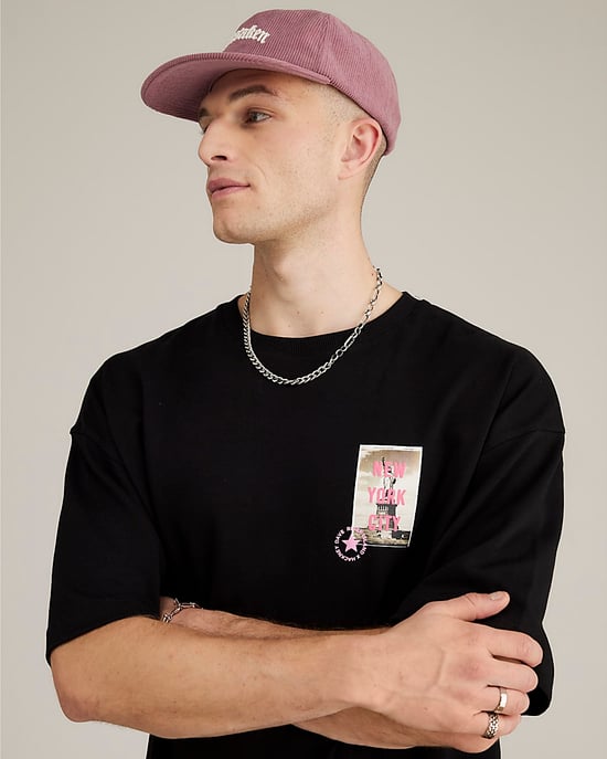 River Island Mens T-Shirt Real Hackney Dave Black New York - Image 4