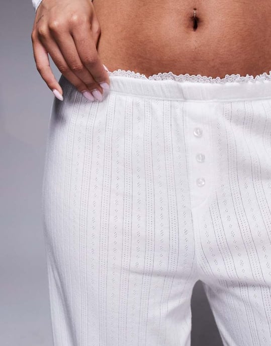 Oh Polly relaxed lounge trouser co-ord in white - Image 2