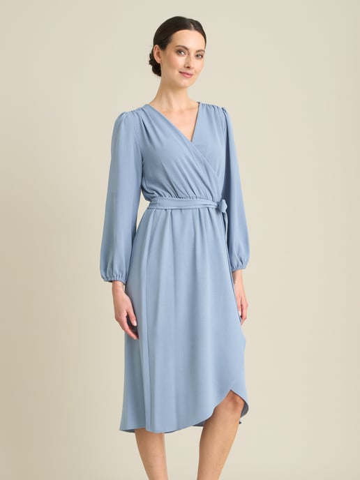 Peyton Bow Wrap Long Sleeve Midi Dress - Image 1