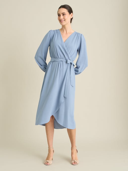 Peyton Bow Wrap Long Sleeve Midi Dress - Image 5
