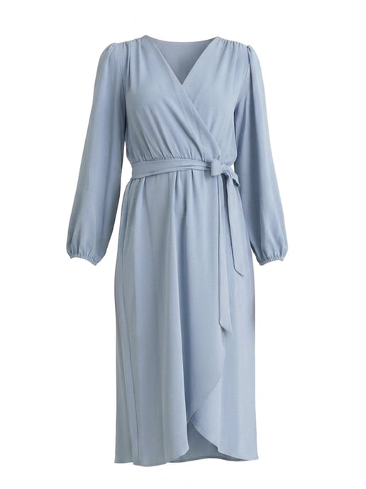 Peyton Bow Wrap Long Sleeve Midi Dress - Image 6