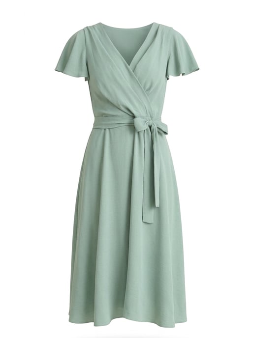 Peppa Tie Waist V Neck Faux Wrap Dress - Image 6