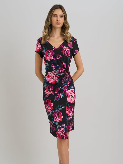 Paulette Twist Knot Cape Sleeve Floral Dress - Image 1
