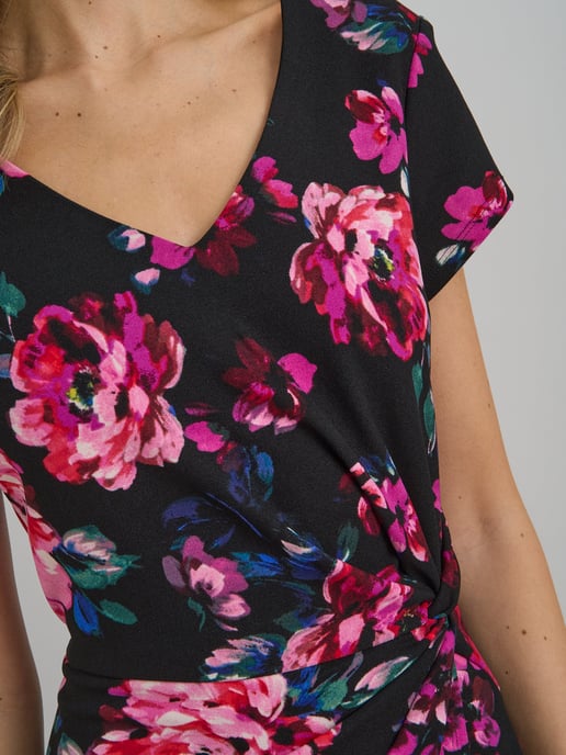 Paulette Twist Knot Cape Sleeve Floral Dress - Image 4