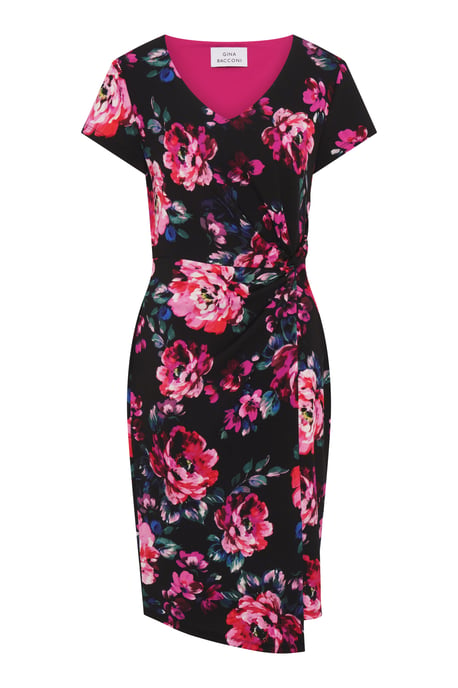 Paulette Twist Knot Cape Sleeve Floral Dress - Image 6