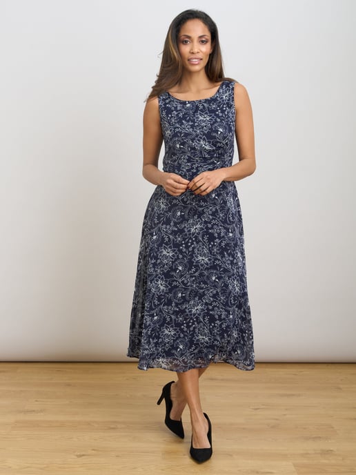 Octavia Chiffon Floral Midi Dress - Image 1