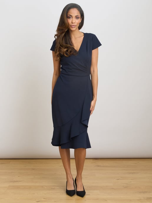 Marinella Ruffle Hem Crepe Dress - Image 1